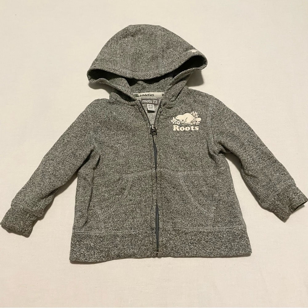 Roots Baby Grey Hoodie Zip Up XL 18-24 Months Sweater